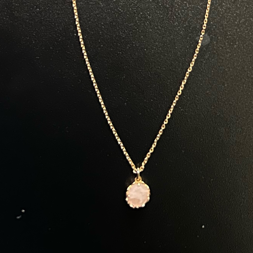 🆕 Kate Spade That Sparkle circle pink quartz gemstone pendant necklace new